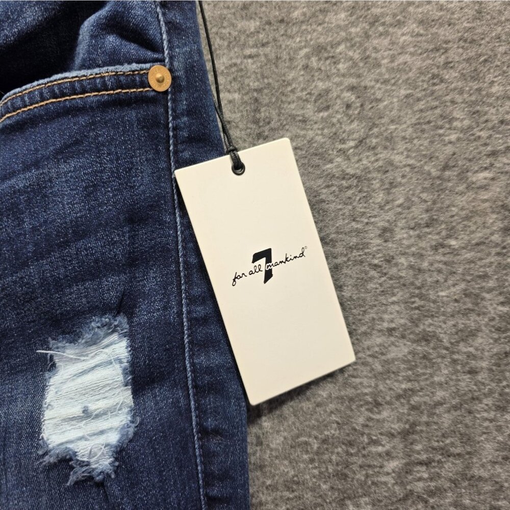 7 For All Mankind Jeans Womens 30 Blue The Ankle Skinny b(air) Distressed NWT - Picture 4 of 11